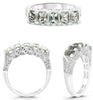 ESTATE 2.1CT DIAMOND & AAA MINT TOURMALINE 18KT WHITE GOLD 3D 5 STONE FUN RING