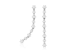 ESTATE .42CT DIAMOND 14KT WHITE GOLD 9 STONE CLASSIC CHANDELIER HANGNG EARRINGS