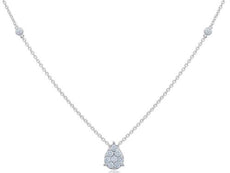 .32CT DIAMOND 14K WHITE GOLD 3D CLASSIC PAVE TEAR DROP BY THE YARD LOVE NECKLACE