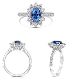 1.77CT DIAMOND & AAA SAPPHIRE PLATINUM OVAL & ROUND CLASSIC SEMI ETERNITY RING