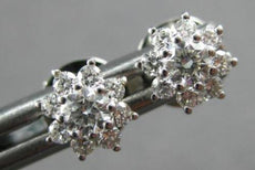 ESTATE .36CT DIAMOND 18KT WHITE GOLD 3D CLASSIC FLOWER STAR STUD EARRINGS