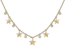ESTATE .10CT DIAMOND 14KT YELLOW GOLD CLASSIC STAR BY THE YARD FUN LOVE NECKLACE