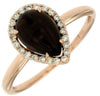 1.35CT DIAMOND & AAA SMOKY TOPAZ 14KT ROSE GOLD PEAR SHAPE & ROUND CABOCHON RING