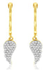 .25CT DIAMOND 14KT YELLOW GOLD ROUND TEAR DROP FUN LEAVERBACK HANGING EARRINGS