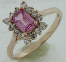 .88CT DIAMOND & AAA PINK SAPPHIRE 14KT ROSE GOLD 3D CLASSIC FRIENDSHIP LOVE RING