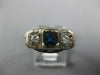 ANTIQUE .71CT OLD MINE DIAMOND & AAA SAPPHIRE 14KT WHITE GOLD 3D ART DECO RING