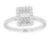 .50CT DIAMOND 14KT WHITE GOLD ROUND PRINCESS & BAGUETTE CLUSTER SQUARE LOVE RING