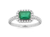 1.33CT DIAMOND & AAA EMERALD 14KT WHITE GOLD 3D ROUND & BAGUETTE FRIENDSHIP RING