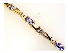 2.06CT DIAMOND & AAA TANZANITE 14KT YELLOW GOLD 3D CLASSIC LOVE TENNIS BRACELET