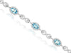 5.36CT DIAMOND & AAA AQUAMARINE 14KT WHITE GOLD 3D OVAL & ROUND TENNIS BRACELET