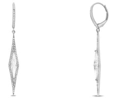 1.8CT DIAMOND & AAA WHITE TOPAZ 14KT WHITE GOLD ELONGATED GEOMETRICAL EARRINGS