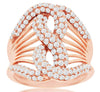 ESTATE LARGE 1.50CT DIAMOND 14KT ROSE GOLD 3D 3 ROW INFINITY LOVE KNOT FUN RING