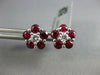 ESTATE 1.83CT DIAMOND & AAA RUBY 18KT WHITE GOLD 3D CLASSIC FLOWER STUD EARRINGS