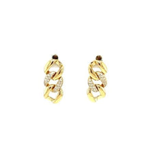 ESTATE .17CT DIAMOND 18KT YELLOW GOLD CLASSIC DIAGONAL LINK FUN HANGING EARRINGS
