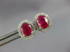 ESTATE 2.41CT DIAMOND & AAA RUBY 14KT WHITE GOLD 3D OVAL & ROUND STUD EARRINGS