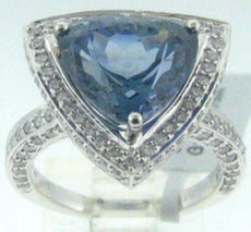 8.81CT DIAMOND & AAA TANZANITE 18KT WHITE GOLD TRILLION & ROUND ENGAGEMENT RING