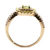 ESTATE 1.03CT WHITE & FANCY YELLOW DIAMOND 18K 2 TONE GOLD DOUBLE HALO LOVE RING