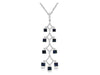 1.4CT DIAMOND & AAA SAPPHIRE 14KT WHITE GOLD ROUND & BAGUETTE CHANDELIER PENDANT