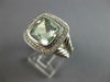 LARGE 3.55CT DIAMOND & AAA GREEN AMETHYST 14KT WHITE GOLD CUSHION HALO FUN RING
