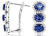 2.48CT DIAMOND & AAA TANZANITE 14KT WHITE GOLD 3D OVAL & ROUND HANGING EARRINGS