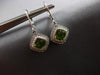 1.92CT DIAMOND & AAA PERIDOT 14KT WHITE GOLD SQUARE LEVERBACK HANGING EARRINGS