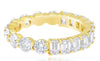 3.29CT DIAMOND 18KT YELLOW GOLD 3D ROUND & EMERALD CUT ETERNITY ANNIVERSARY RING