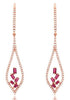 .67CT DIAMOND & AAA RUBY 14KT ROSE GOLD 3D BAGUETTE TEAR DROP HANGING EARRINGS