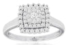 ESTATE LARGE .50CT 14KT WHITE GOLD 3D CLASSIC CLUSTER FLORAL SQUARE FUN RING