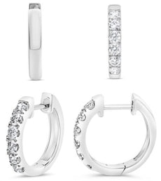 .50CT DIAMOND 14KT WHITE GOLD ROUND CLASSIC 6 STONE HUGGIE FUN HANGING EARRINGS