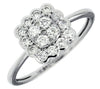 .48CT DIAMOND 14K WHITE GOLD ROUND SEMI BEZEL FLOWER SQUARE FRIENDSHIP LOVE RING