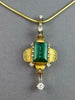 ANTIQUE LARGE 5.61CT DIAMOND & AAA TOURMALINE 18K 2 TONE GOLD 3D NECKLACE #27498