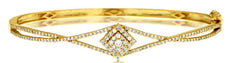 .77CT DIAMOND 14K YELLOW GOLD ROUND CLUSTER GEOMETRICAL INFINITY BANGLE BRACELET