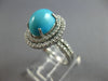 LARGE .95CT DIAMOND & AAA TURQUOISE 14K WHITE GOLD 3D OVAL & ROUND HALO FUN RING