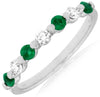 ESTATE .52CT DIAMOND & AAA EMERALD 14K WHITE GOLD 7 STONE SHARED PRONG LOVE RING