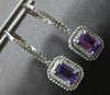 1.87CT DIAMOND & AAA AMETHYST 14KT WHITE GOLD 3D HALO LEVERBACK HANGING EARRINGS