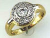 ESTATE .46CT DIAMOND 14KT YELLOW GOLD 3D ROUND BEZEL FLORAL FUN RING