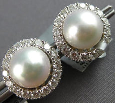 EXTRA LARGE 1.2CT DIAMOND & SOUTH SEA PEARL 18K WHITE & 14K YELLOW GOLD EARRINGS