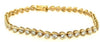ESTATE 3.58CT DIAMOND 18KT YELLOW GOLD 3D ROUND HEART SHAPE TENNIS BRACELET