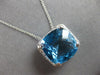LARGE 10.65CT DIAMOND & AAA BLUE TOPAZ 14K WHITE GOLD 3D CUSHION & ROUND PENDANT