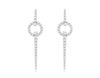 ESTATE 1.0CT DIAMOND 14KT WHITE GOLD ROUND CIRCLE OF LIFE BAR HANGING EARRINGS