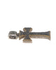 LARGE .91CT BLACK DIAMOND 18K YELLOW GOLD & 925 SILVER HANDCRAFTED CROSS PENDANT