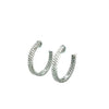ESTATE 1.25CT DIAMOND 18KT WHITE GOLD 3D 2 ROW INSIDE OUT HOOP HANGING EARRINGS