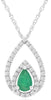 .53CT DIAMOND & AAA EMERALD 14KT WHITE GOLD 3D PEAR SHAPE & ROUND LOVE PENDANT