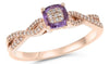 ESTATE .67CT DIAMOND & AAA AMETHYST 14KT ROSE GOLD 3D SQUARE INFINITY LOVE RING