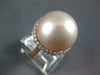 LARGE .44CT DIAMOND & AAA PINK SOUTH SEA PEARL 18KT ROSE GOLD 3D HALO LOVE RING