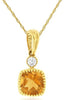.59CT DIAMOND & AAA CITRINE 14KT YELLOW GOLD 3D CUSHION & ROUND FLOATING PENDANT