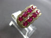 LARGE 3.82CT DIAMOND & AAA RUBY 14KT YELLOW GOLD 3D OVAL & ROUND MULTI ROW RING