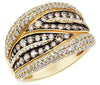ESTATE LARGE 1.79CT WHITE & MOCHA DIAMOND 14KT ROSE GOLD 3D MULTI LEAF FUN RING