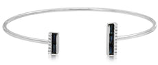 .90CT DIAMOND & AAA SAPPHIRE 14KT WHITE GOLD DOUBLE BAR FLEXIBLE BANGLE BRACELET