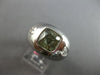 LARGE GIA 3.76CT WHITE & GREEN DIAMOND 18KT WHITE GOLD 3D ETOILE MENS GYPSY RING